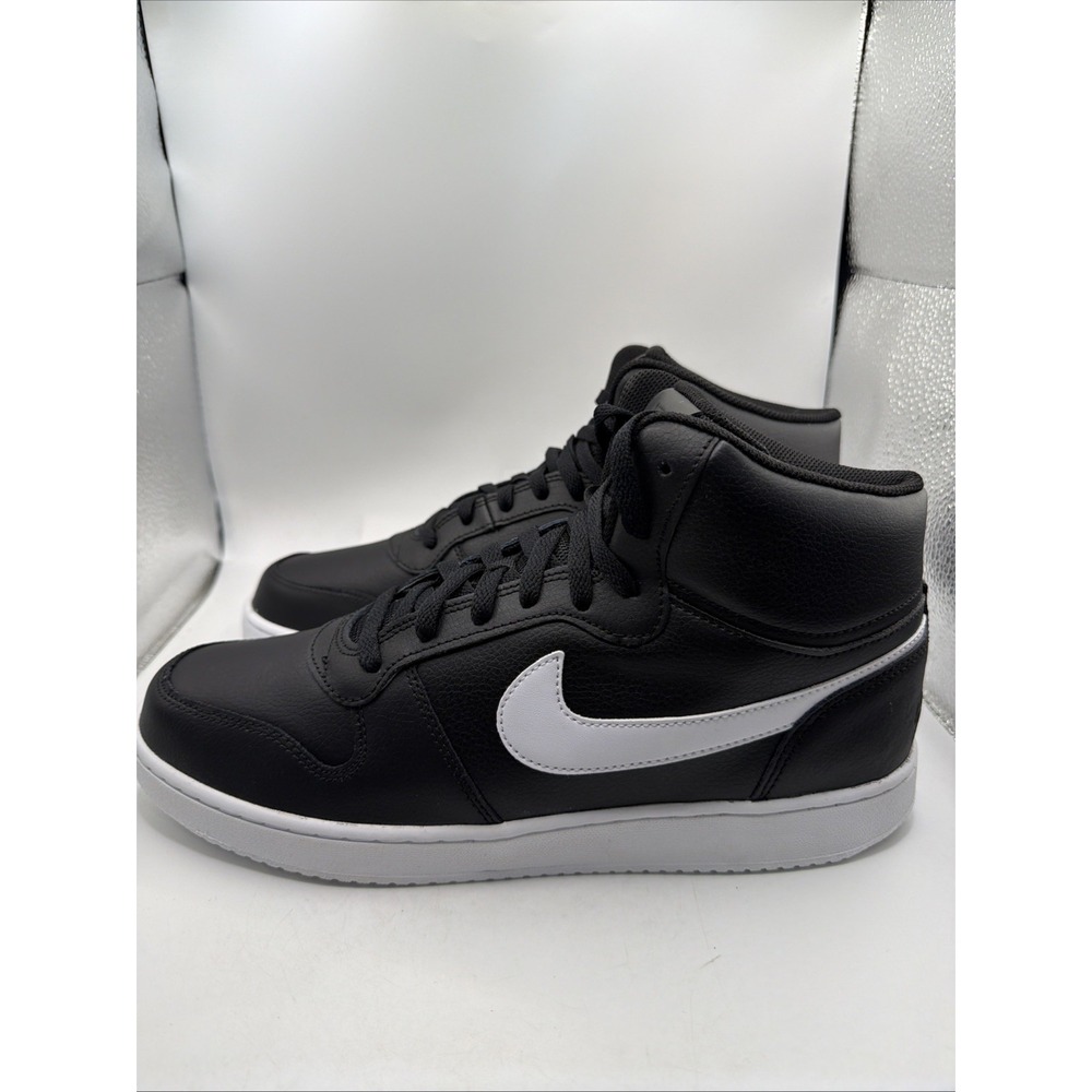 Nike Ebernon Mid AQ1773-002 Sneakers Men's Black Leather Shoes Size 11.5. New